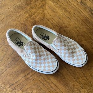 Tan Checkered Vans - Only worn once!